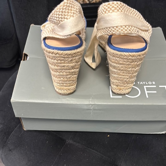 LOFT Blue and Cream Espadrille Flats with Ankle Ties - Picture 5 of 5